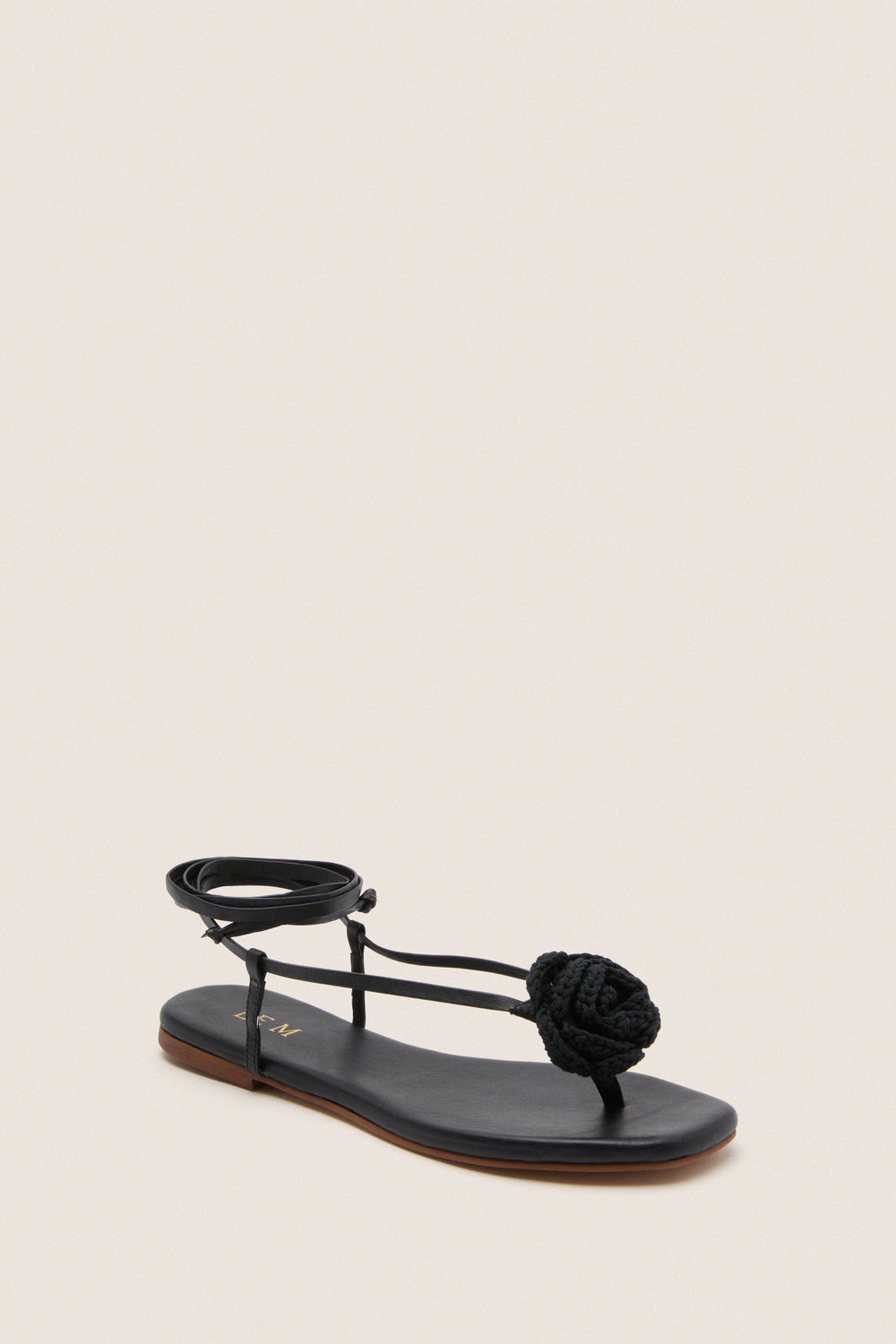 Black Flor Rose Wrap Sandals