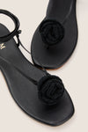 Black Flor Rose Wrap Sandals