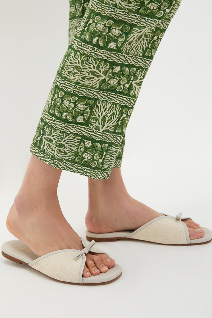 Effortlessly chic Off White Gianna Flat Sandals with a classic bow detail, crafted in natural linen for fun, high-end style and comfort on any walk.