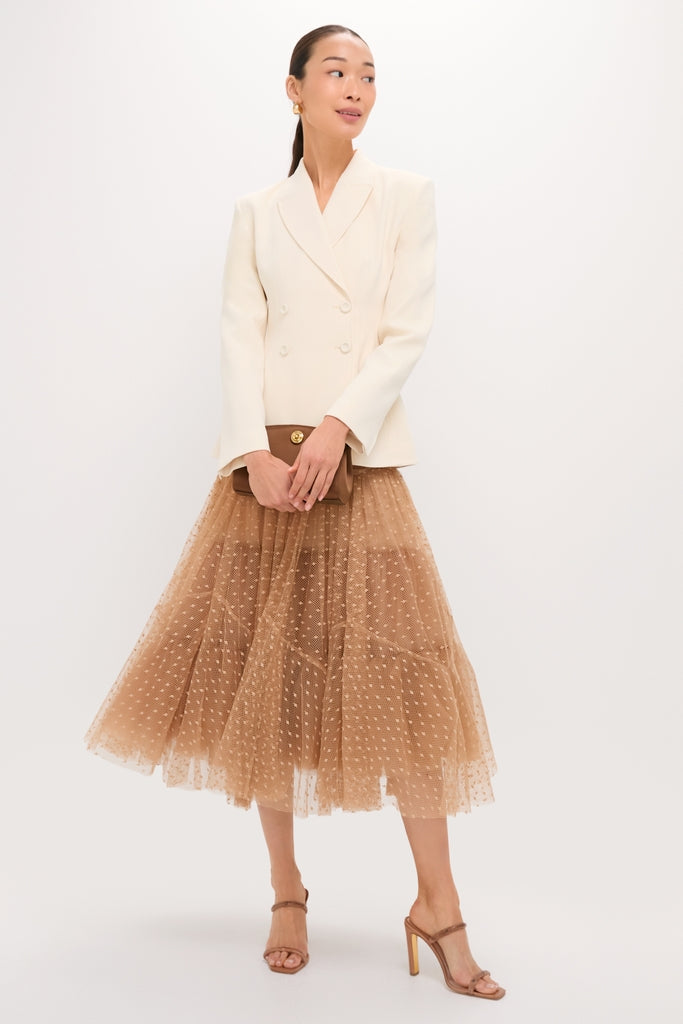 Sand Naomi Tulle Midi Skirt | ALEXIS