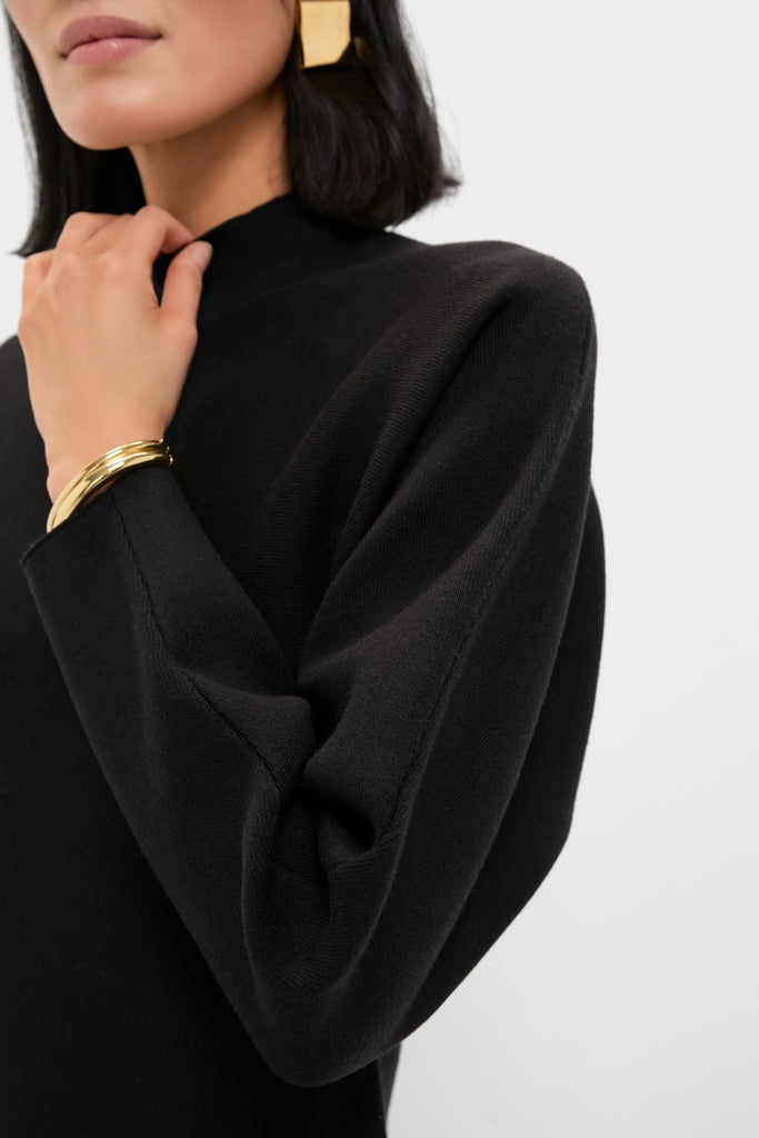 Black Anzu Puplum Sweater Mini Dress Line & Dot Black / M Black Anzu Puplum Sweater Mini Dress Line & Dot Black / M