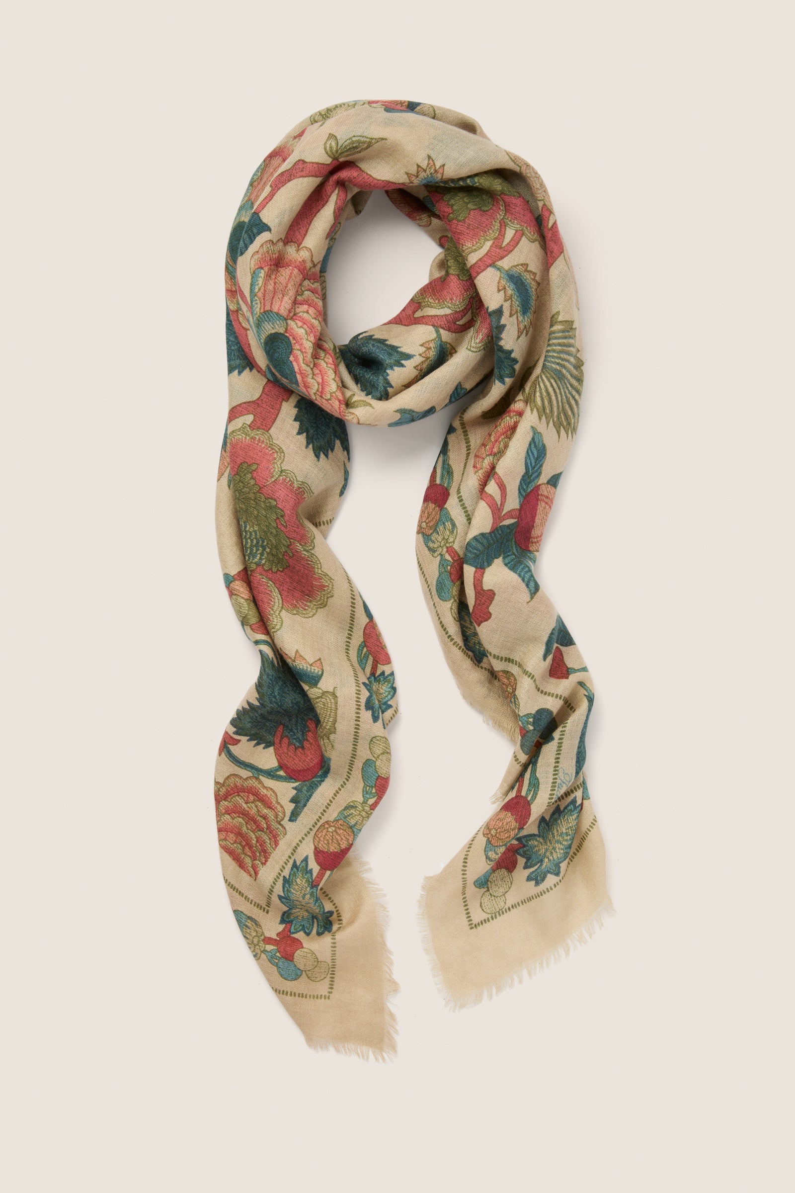 Garden Scrollwork Silk Cashmere Blend Large Scarf