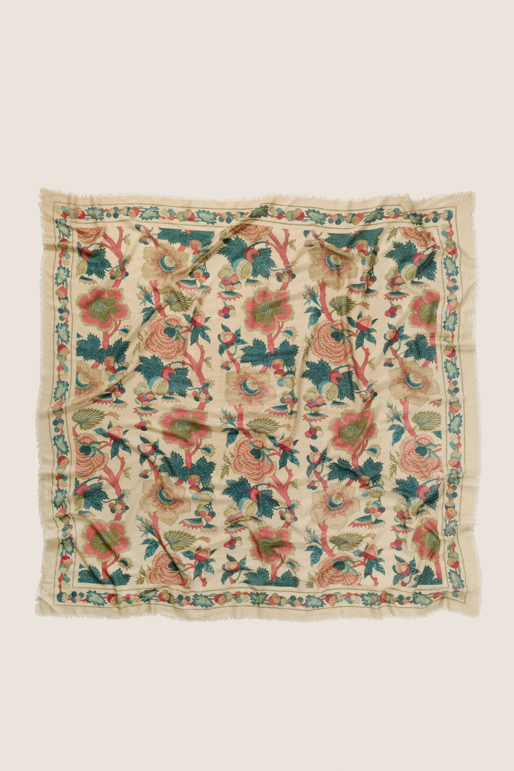 Garden Scrollwork Silk Cashmere Blend Large Scarf