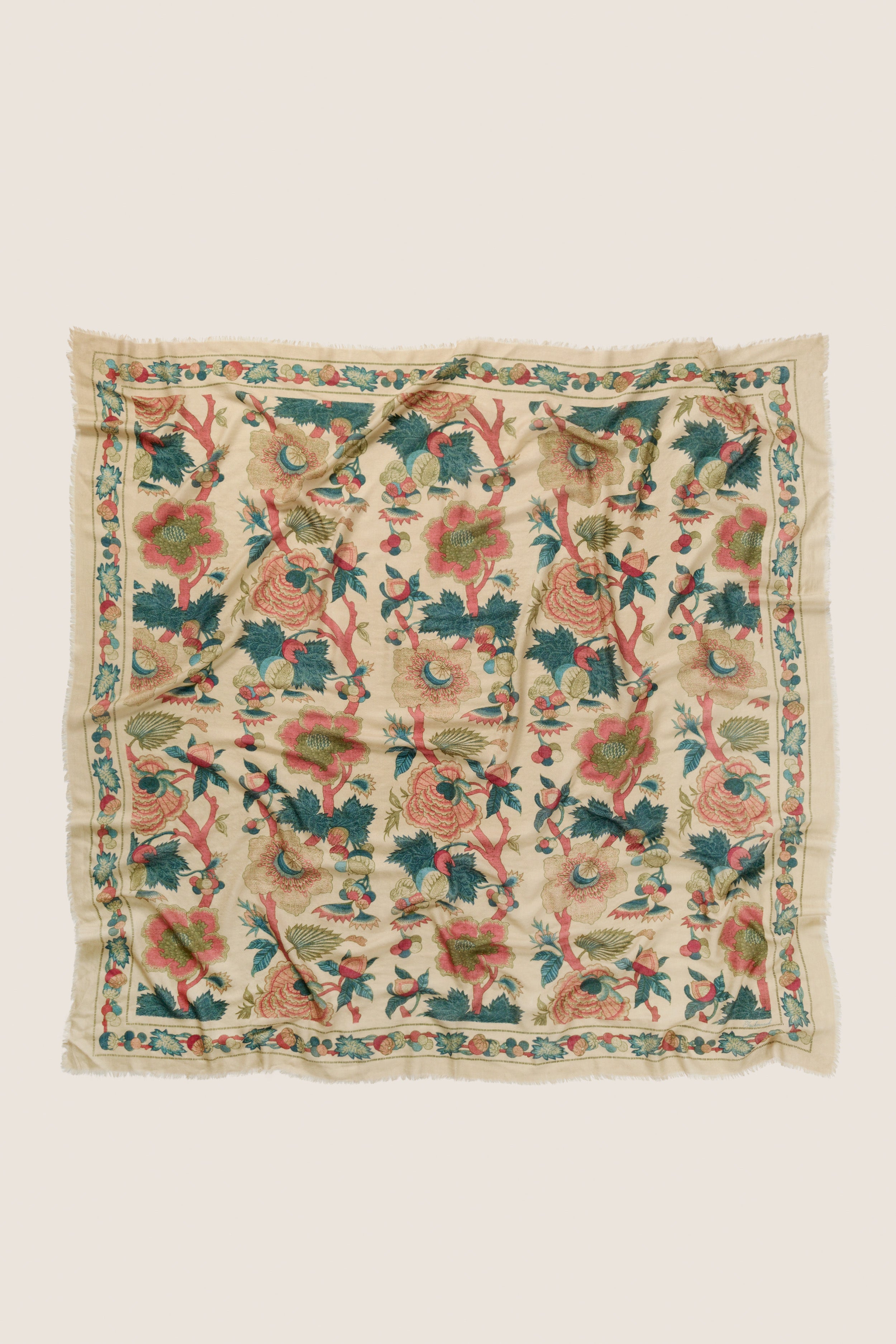 Garden Scrollwork Silk Cashmere Blend Large Scarf