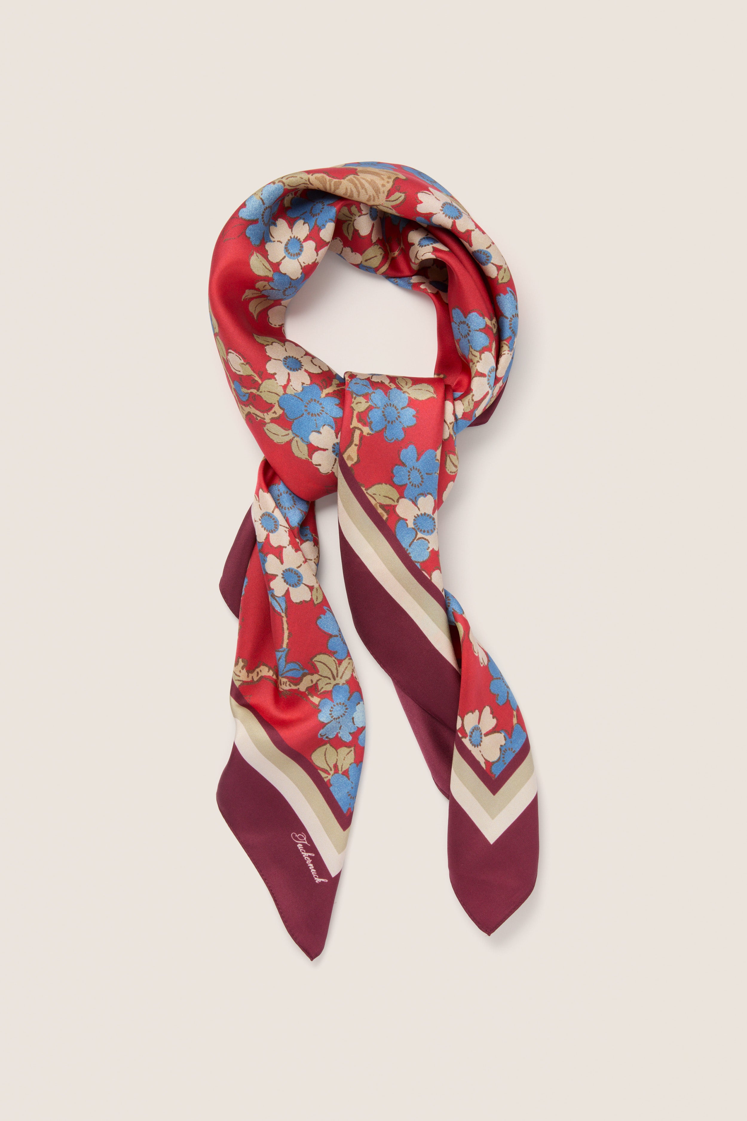 Scarlet Sakura Medium Silk Scarf