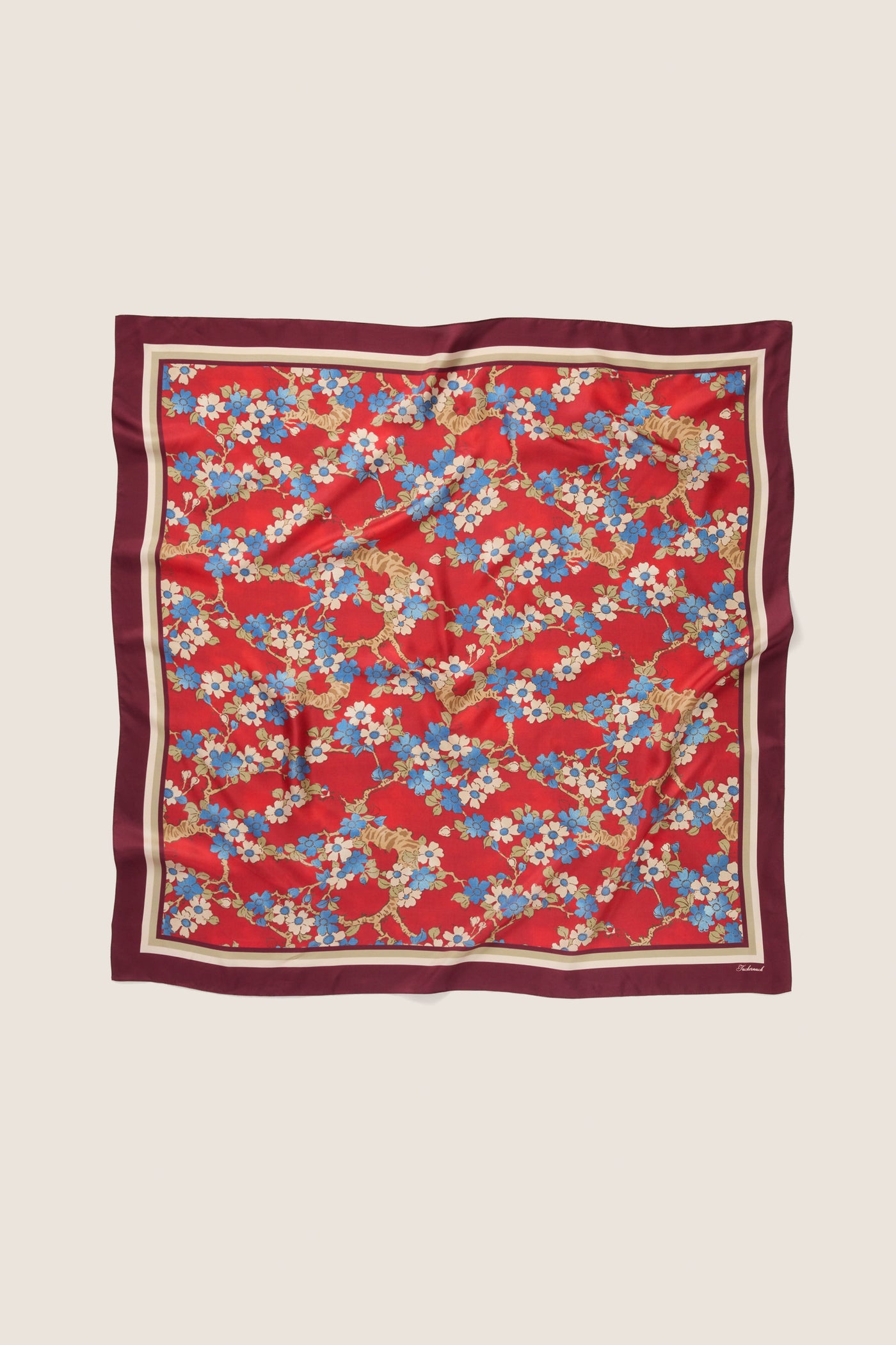 Scarlet Sakura Medium Silk Scarf