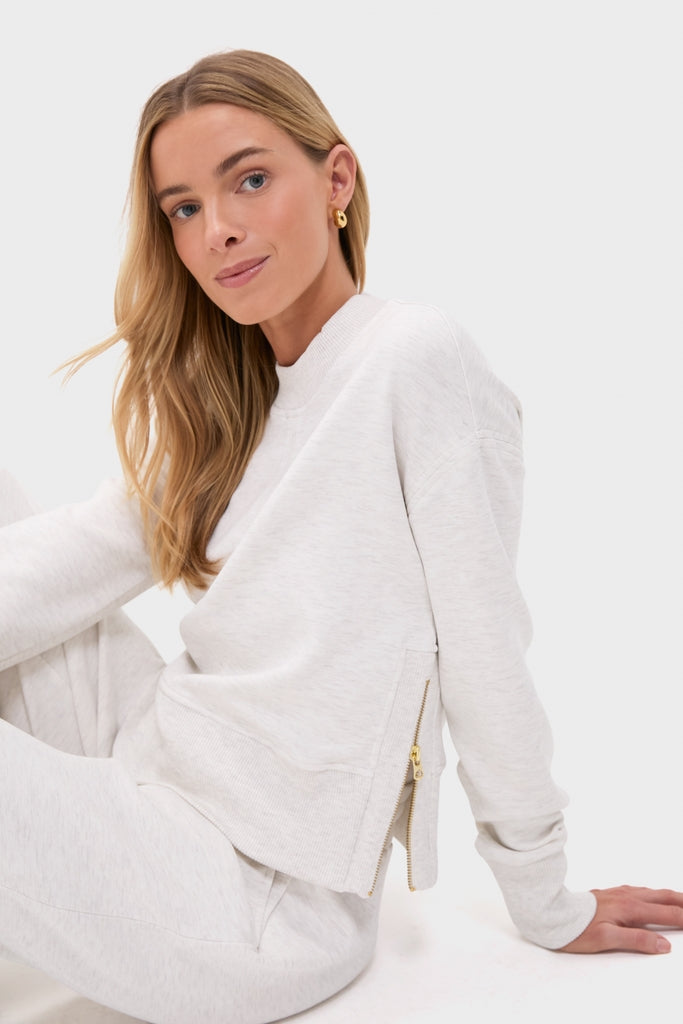 Ivory Marl Philippe Crop Sweatshirt