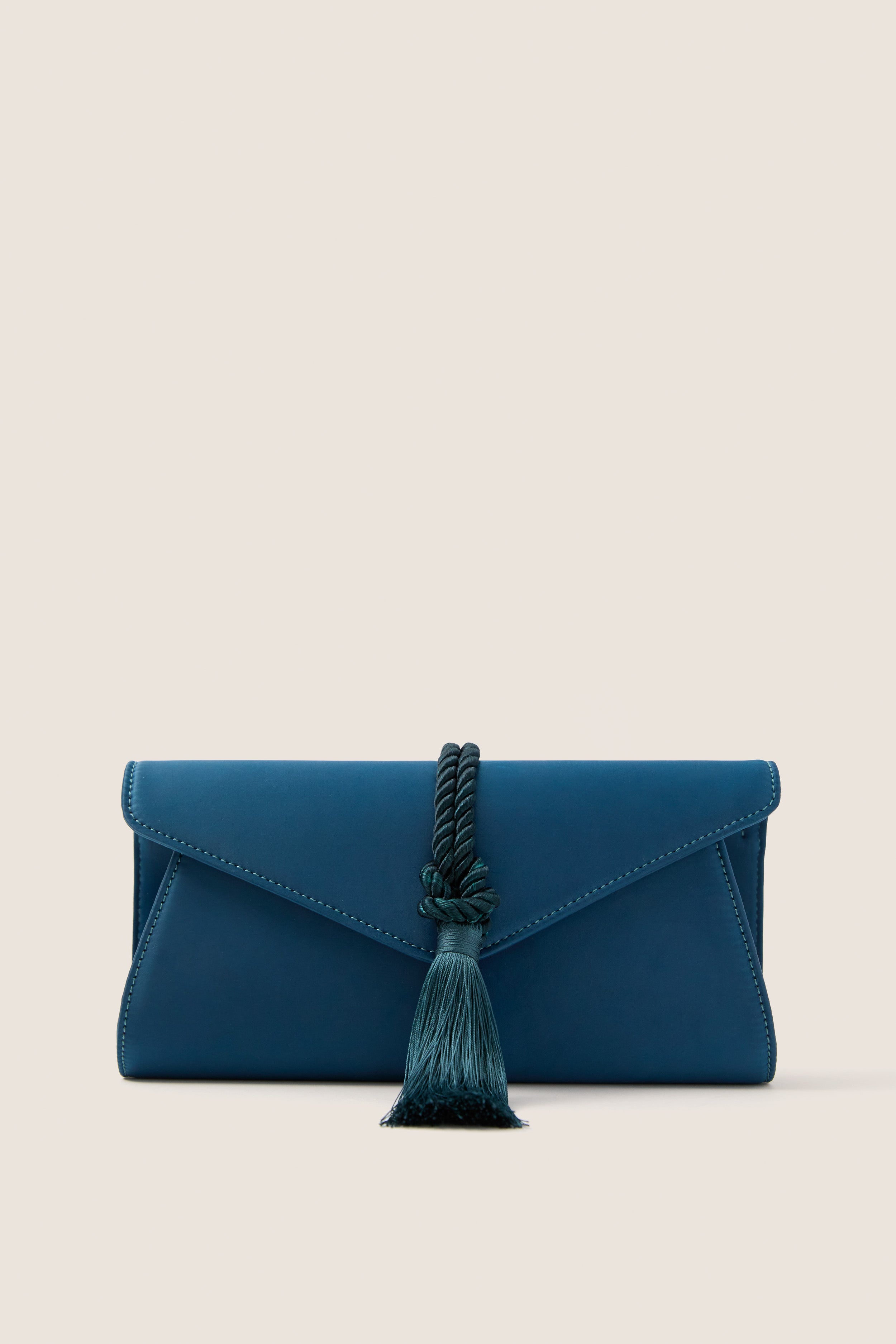Peacock Blue Satin Gabrielle Clutch | Tuckernuck Accessories