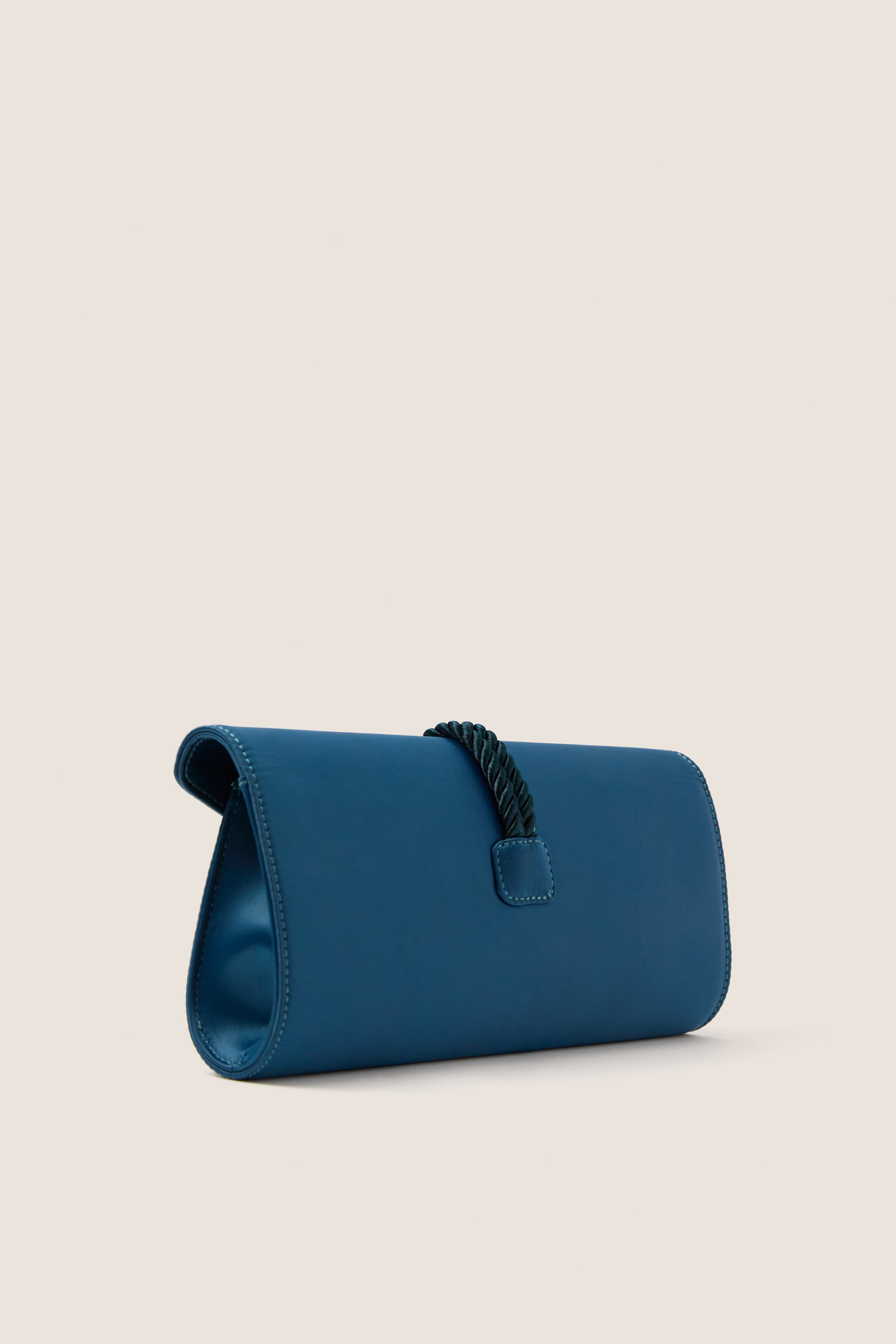 Peacock Blue Satin Gabrielle Clutch