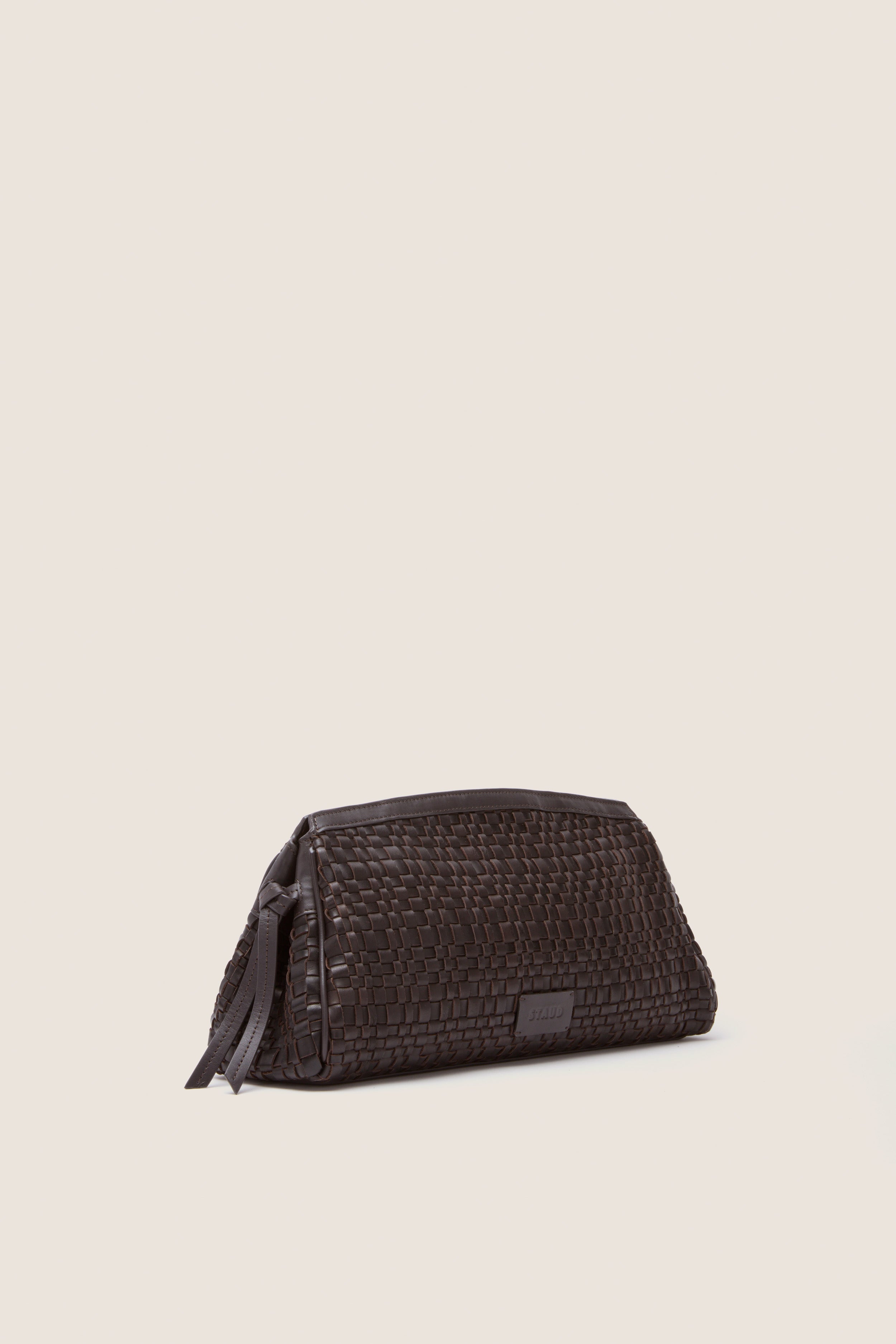 Espresso Woven Maude Soft Clutch | STAUD