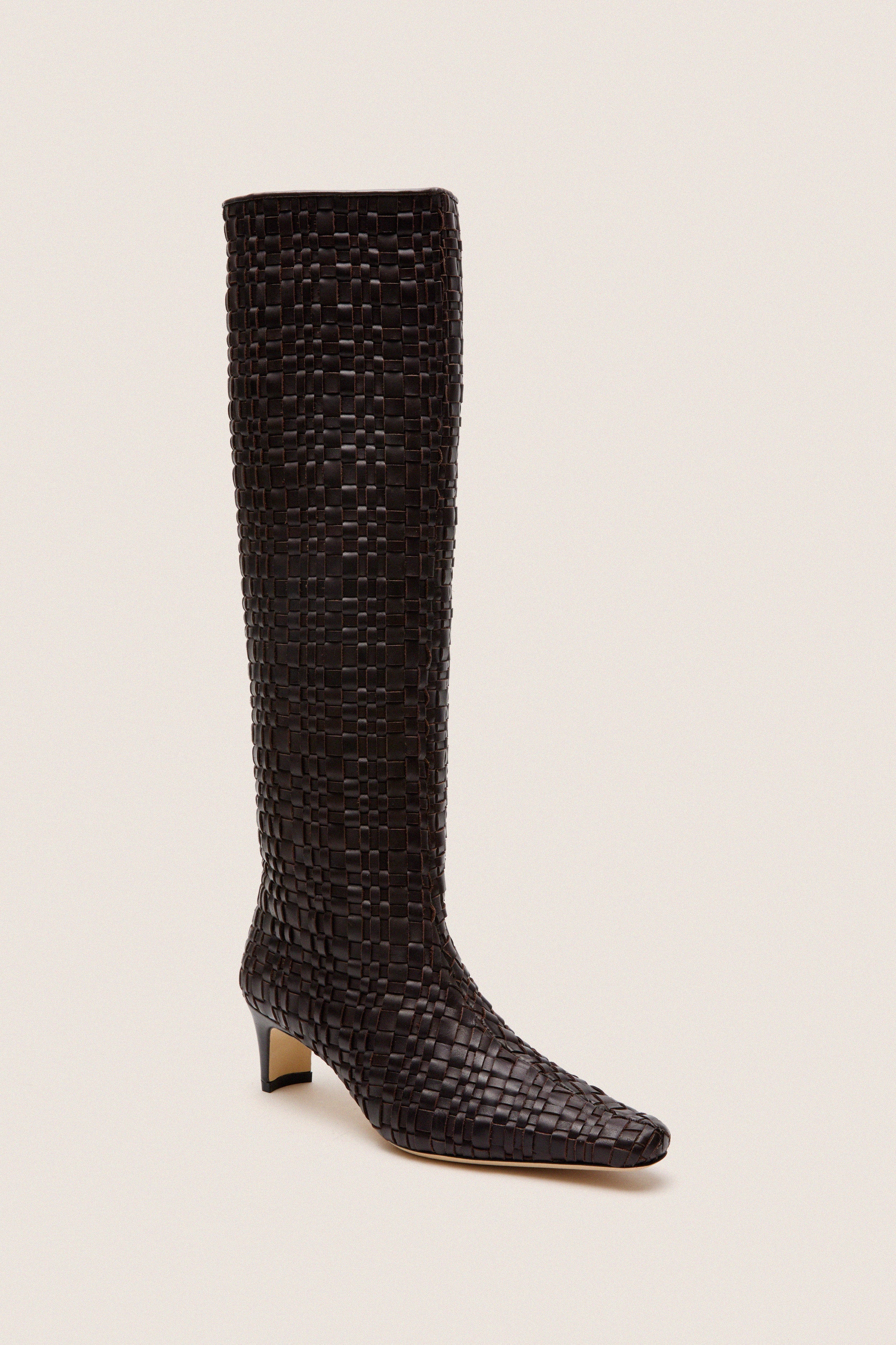 1940 ヴィンテージ　シュースタンド Espresso Woven Wally Boot | STAUD