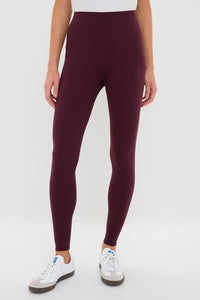 Classic Winetasting High Rise Long Compression Spandex MacKenzie Legging, offering an effortless fit and flattering silhouette, paired with white sneakers for a fun, high-end look.