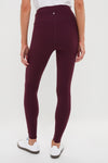 Classic Winetasting High Rise Long Compression Spandex MacKenzie Leggings, offering an effortless, high-end look with seamless design and flattering fit, paired with white sneakers.
