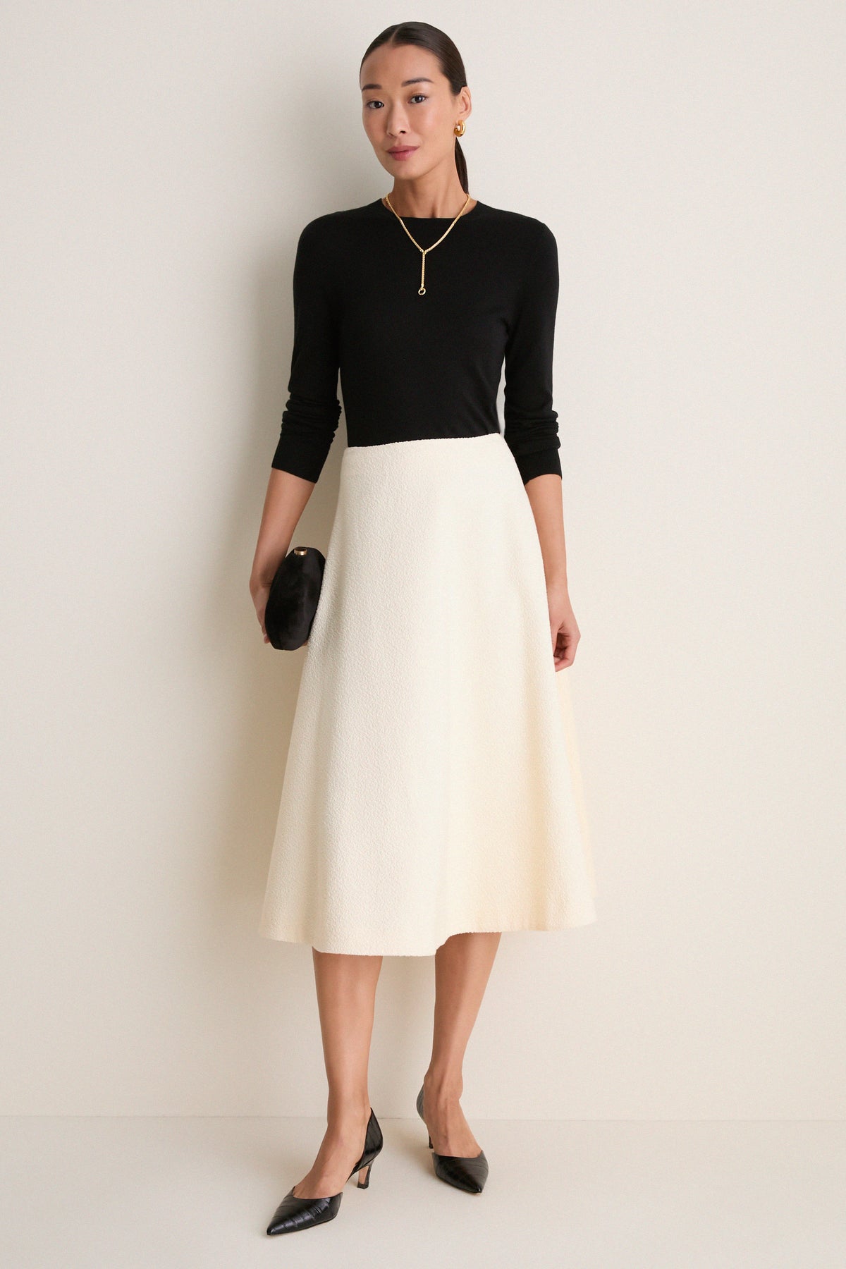 Cream Boucle Nicolette Skirt