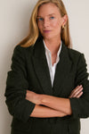 Hunter Green Tweed Herringbone Leo Blazer