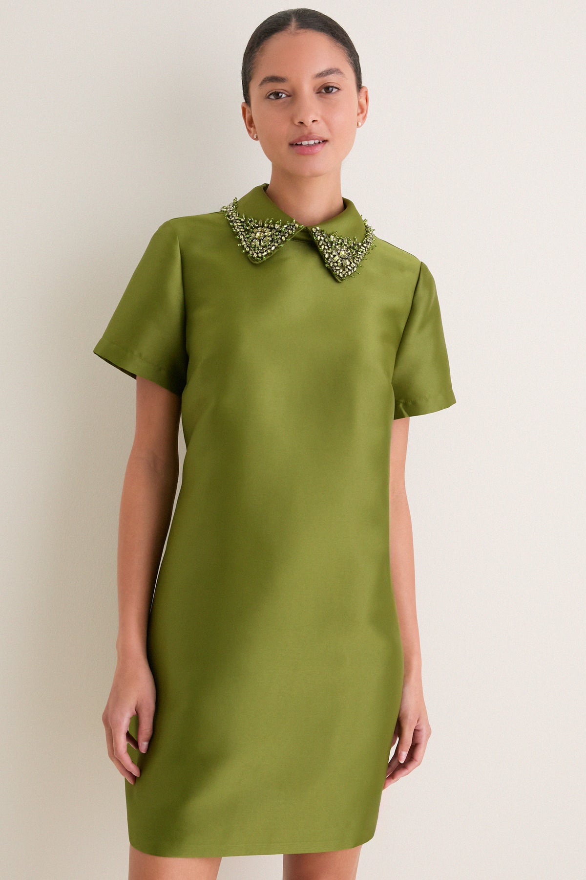 Green Embellished Aurelie Shift Dress