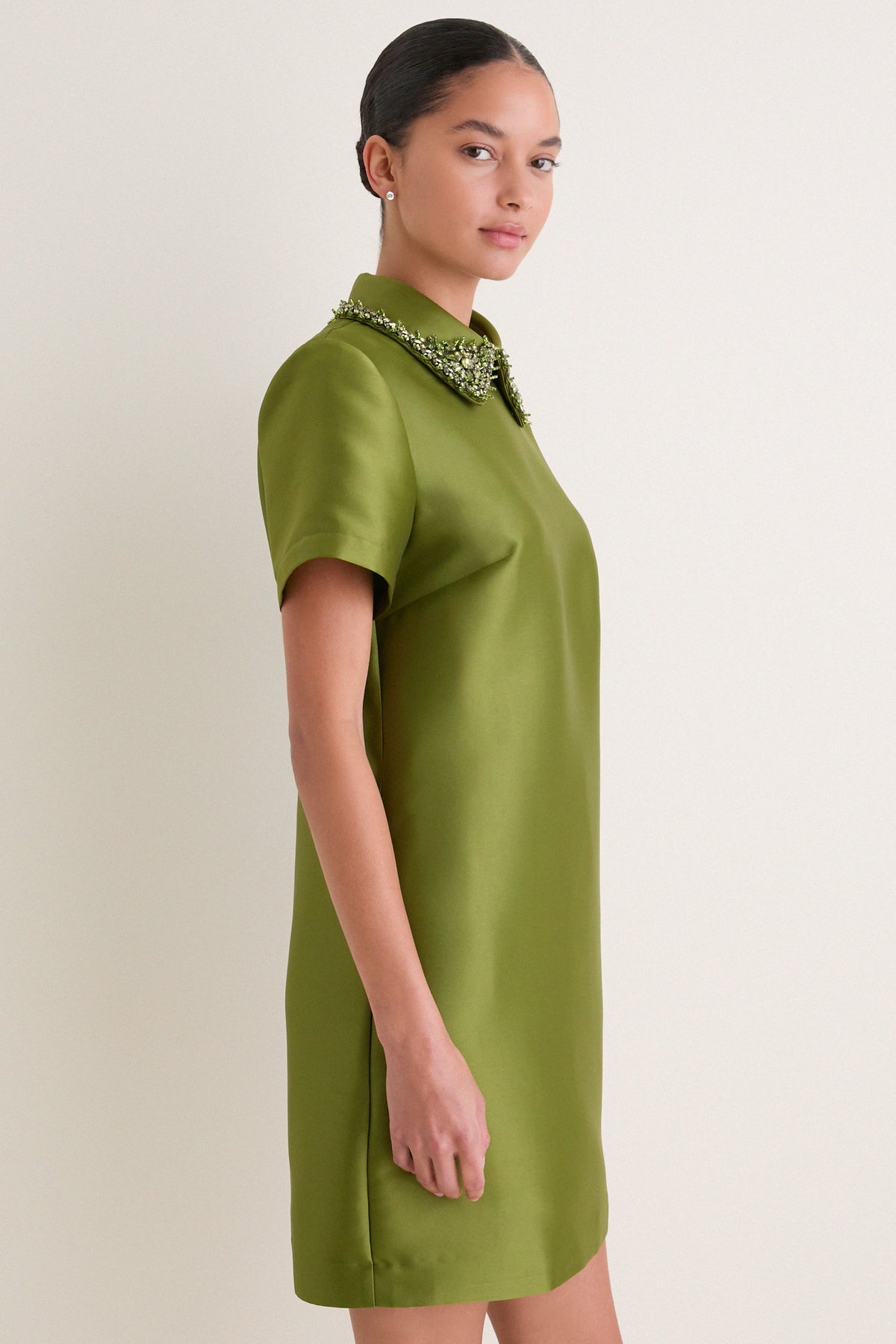 Green Embellished Aurelie Shift Dress