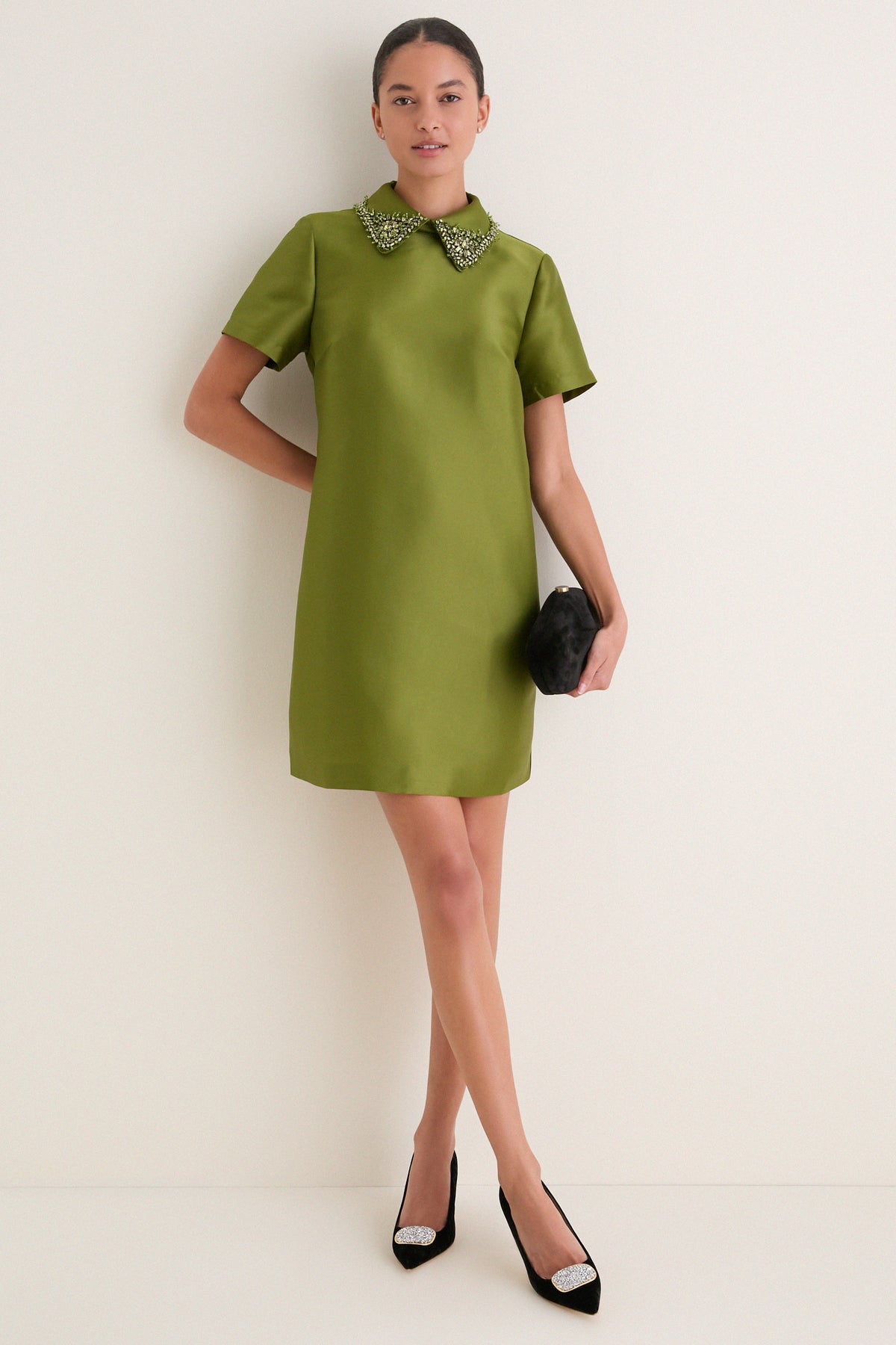 Green Embellished Aurelie Shift Dress