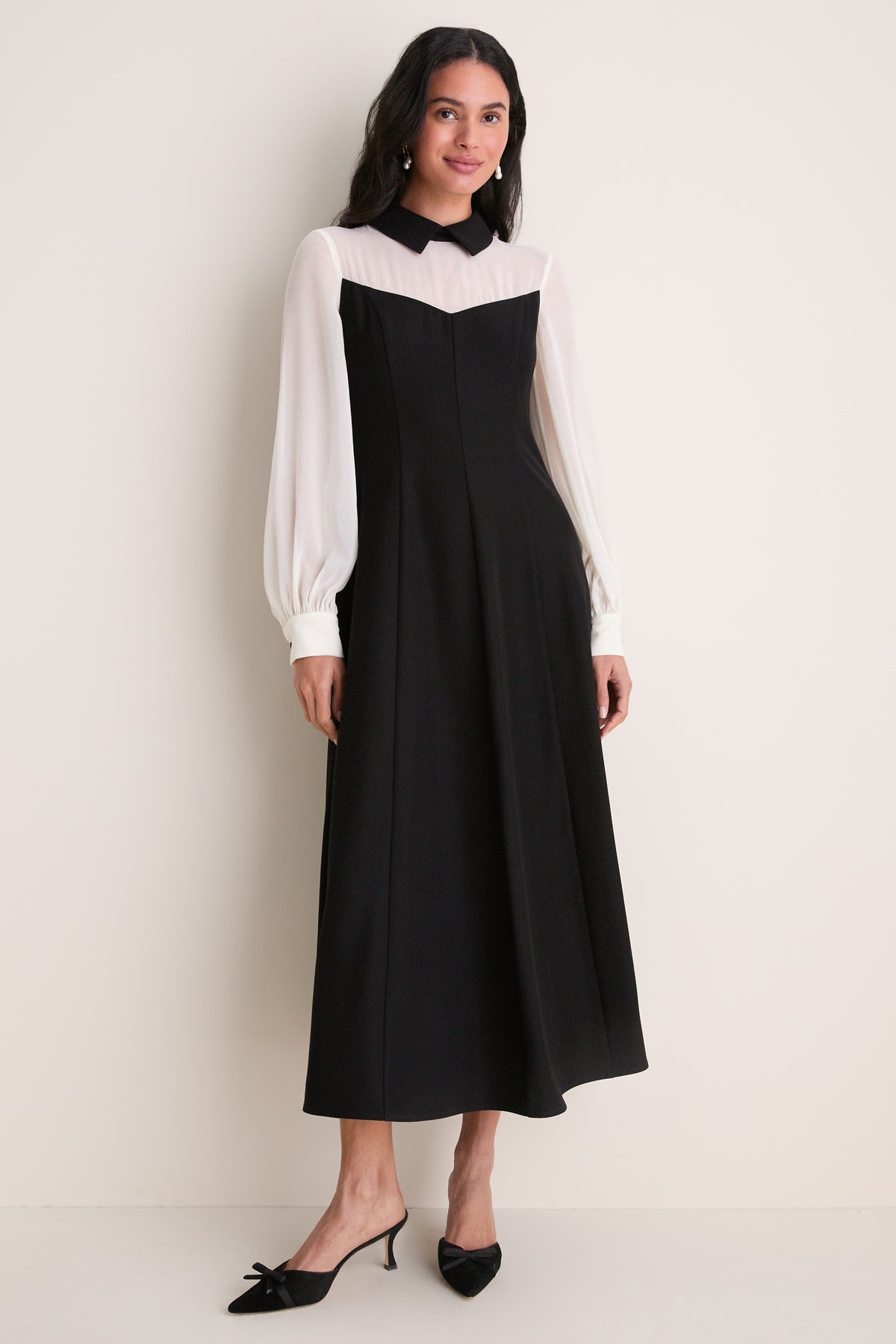 Black and Ivory Riva Tuxedo Dress