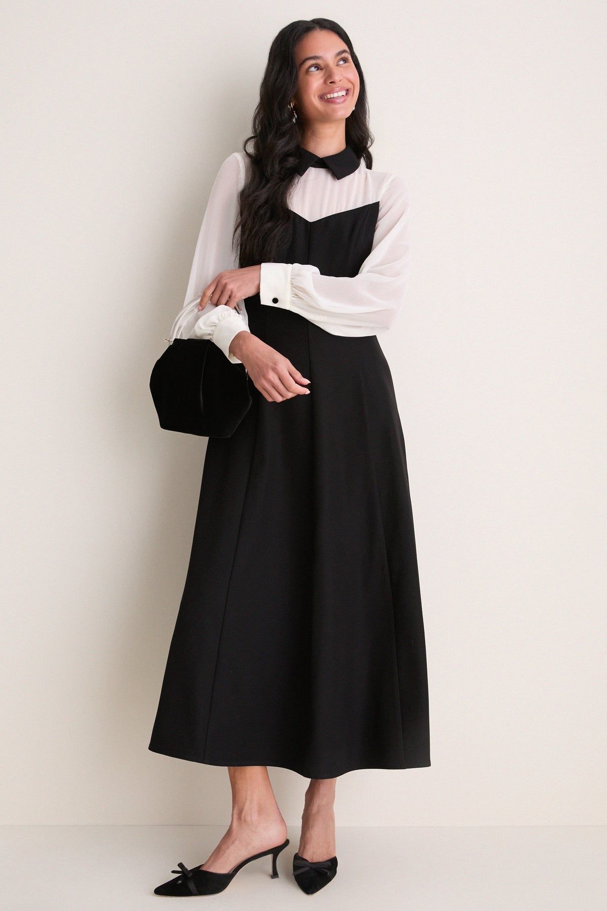 Black and Ivory Riva Tuxedo Dress
