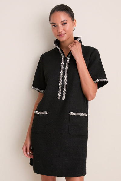 Black Tweed Embellished Ophelia Dress | Pomander Place | Tuckernuck