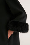 Black Wool Fur Cuff Harlan Coat