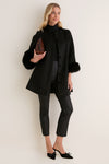 Black Wool Fur Cuff Harlan Coat