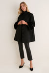 Black Wool Fur Cuff Harlan Coat