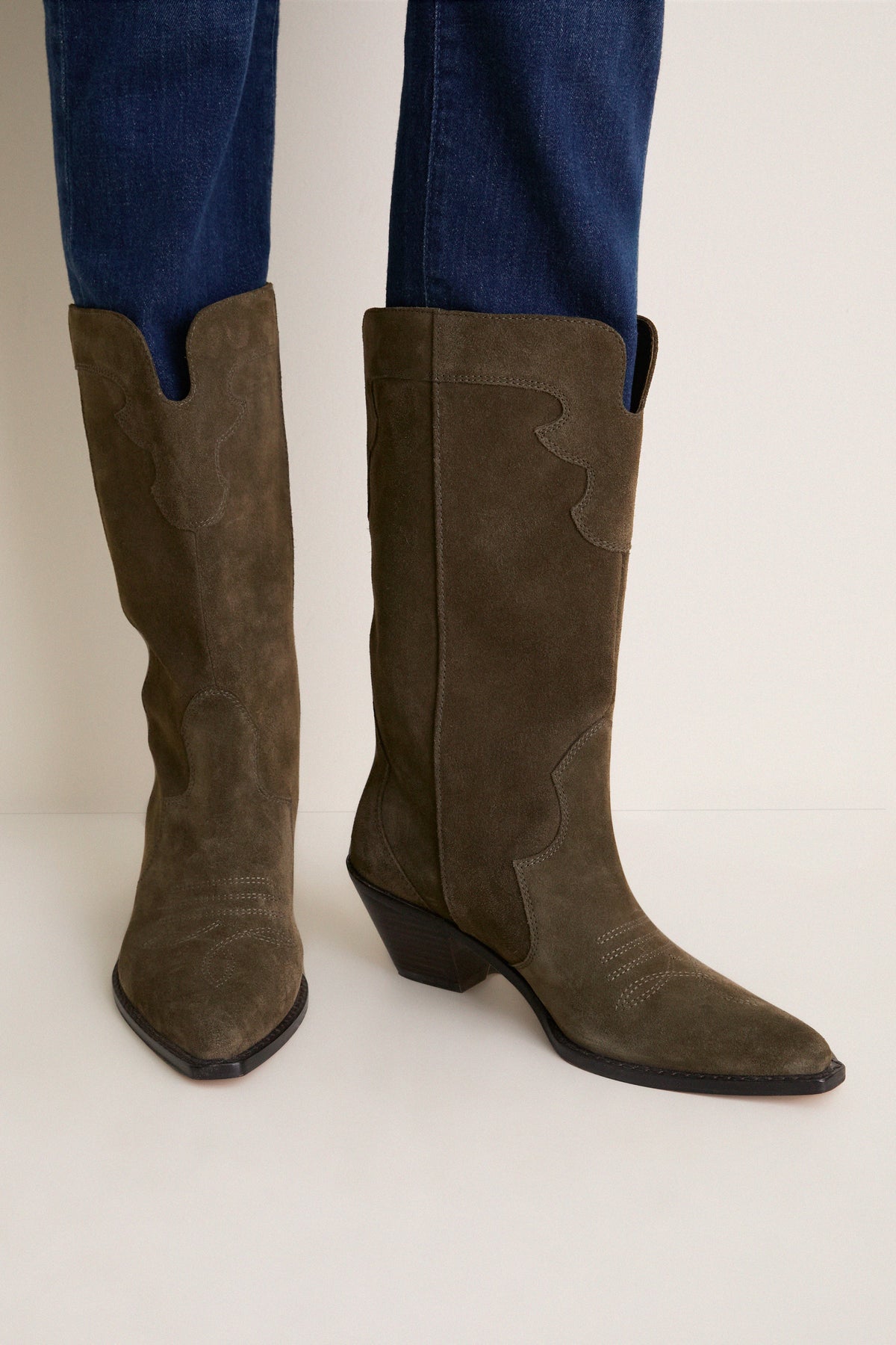 Dark Olive Suede Wilson Cowboy Boots