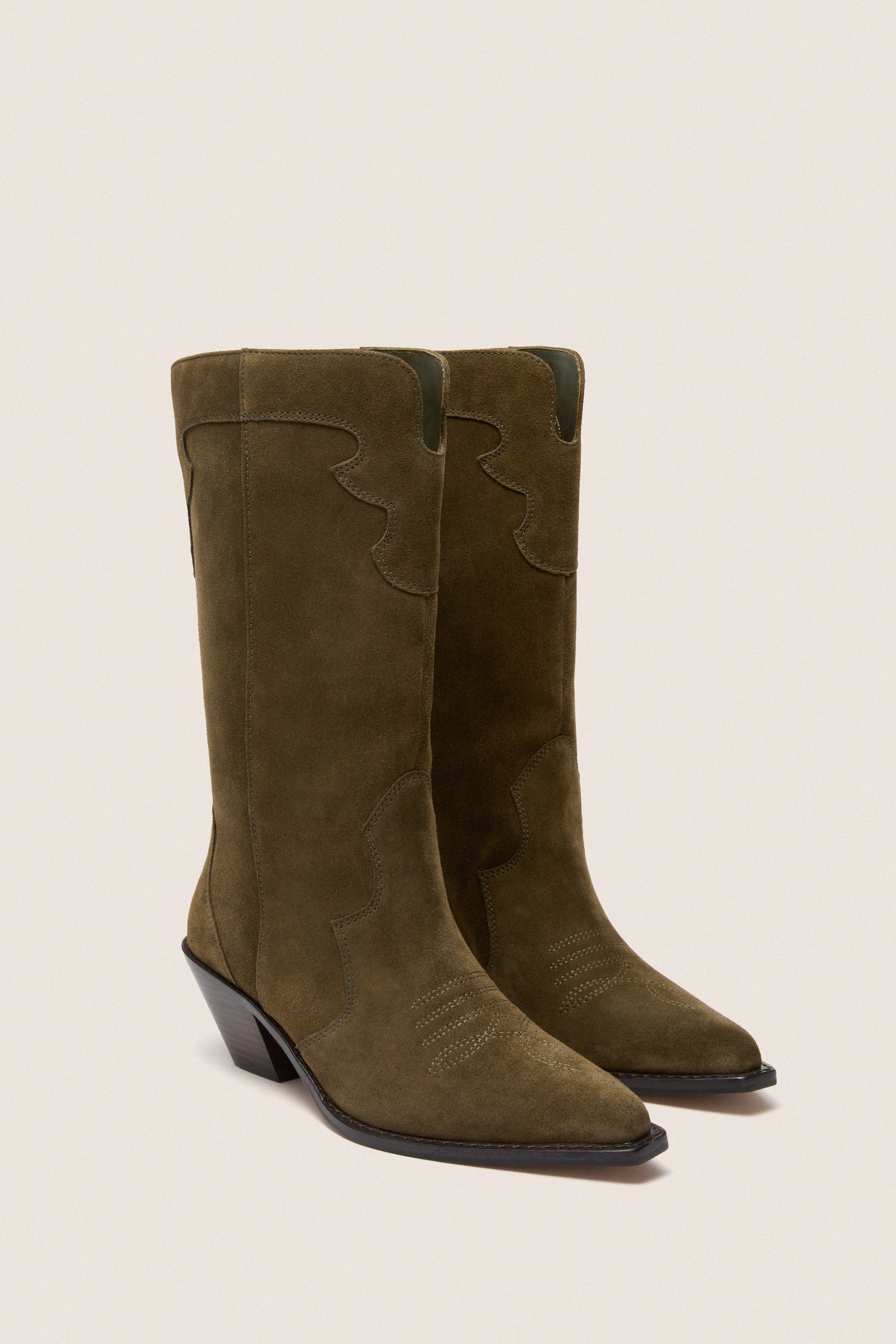 Dark Olive Suede Wilson Cowboy Boots