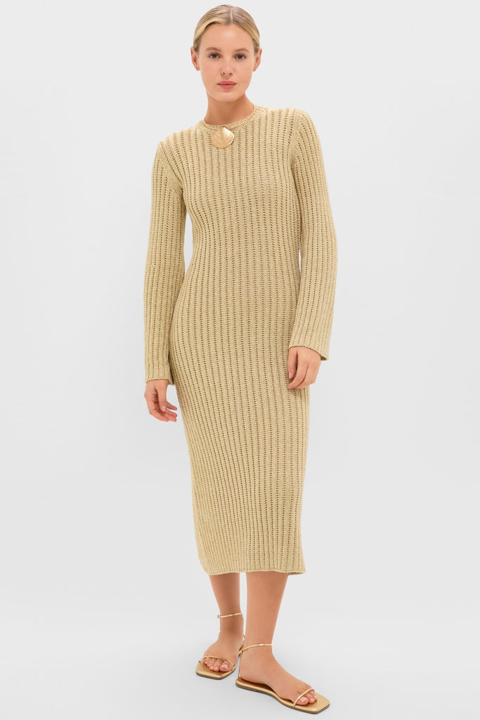 Hyacinth House Gold Knit Amanyara Maxi Dress Gold Knit / XXS