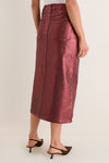 Maroon Shimmer Denim Astor Midi Skirt