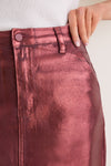 Maroon Shimmer Denim Astor Midi Skirt
