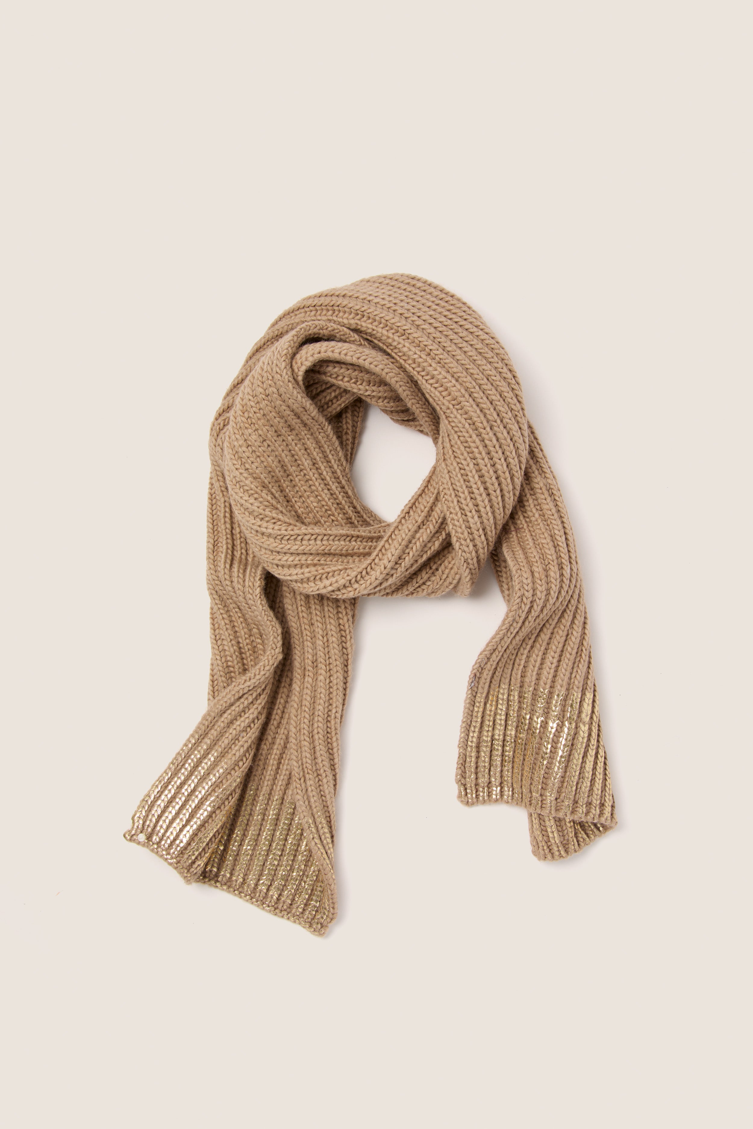 Gold Metallic Scarf and Mittens Set