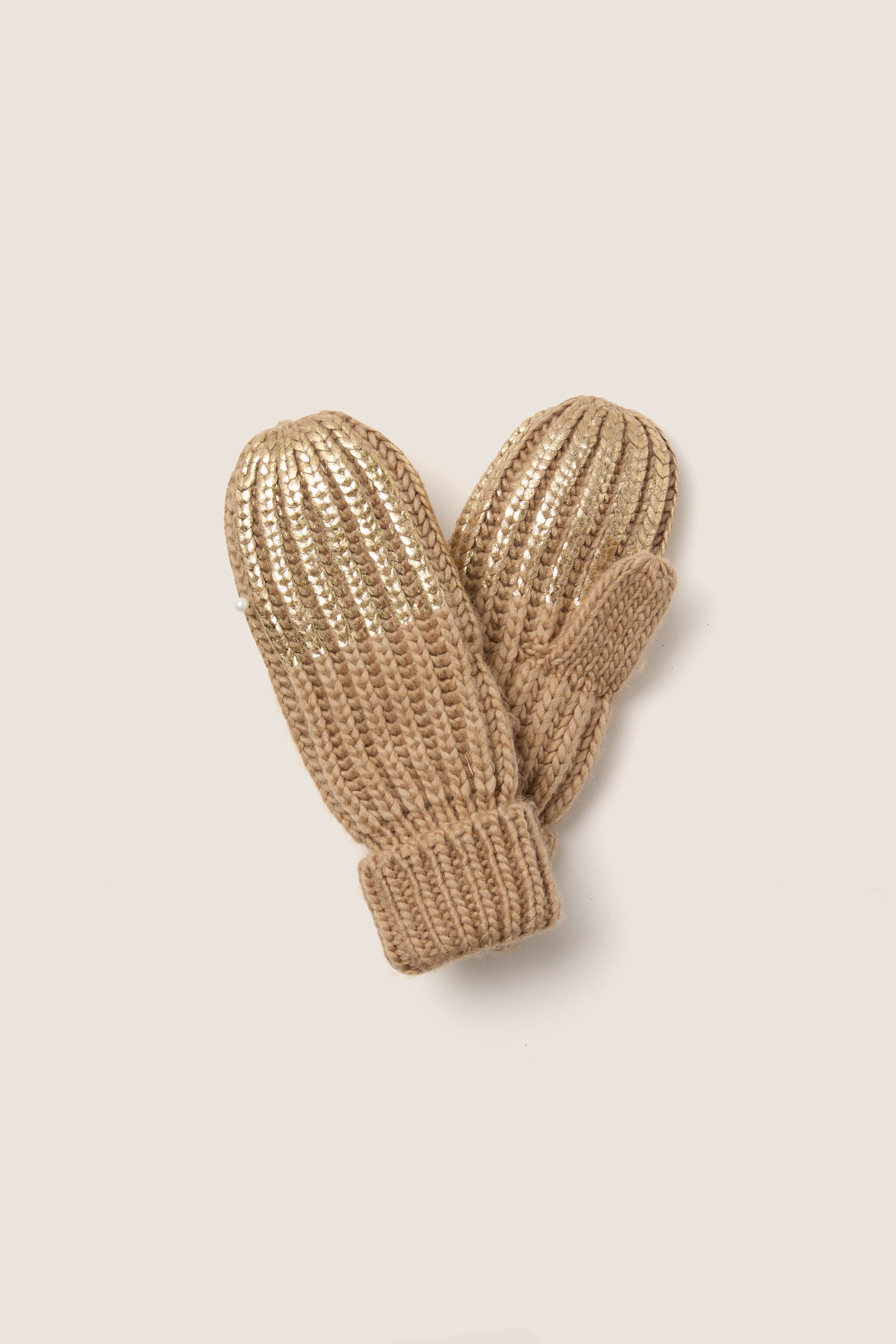 Gold Metallic Scarf and Mittens Set