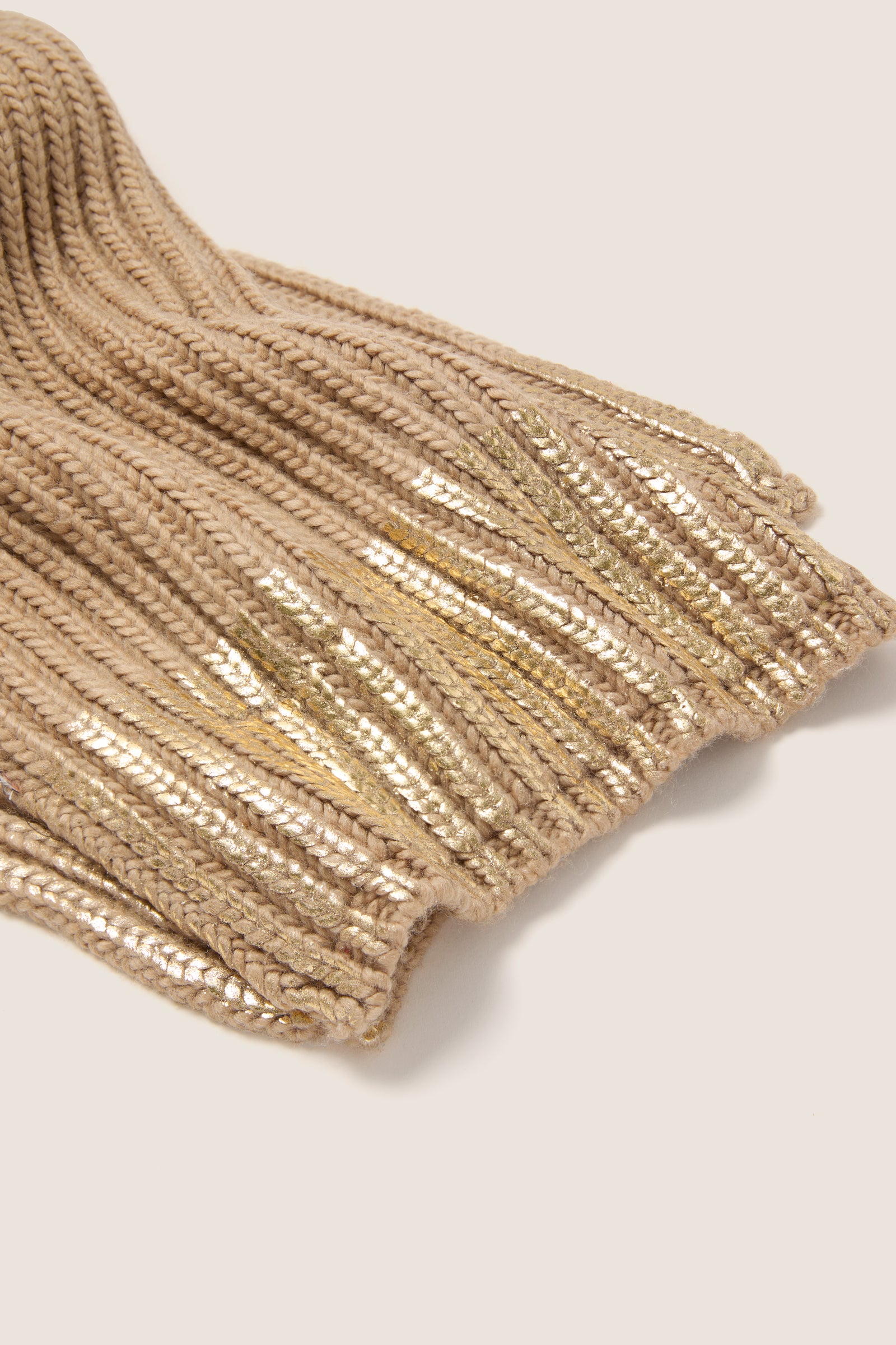 Gold Metallic Scarf and Mittens Set