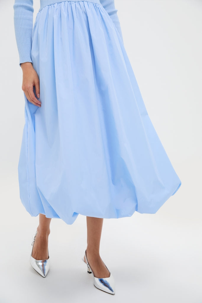Ice Blue Mixed-Media Michaela Midi Dress