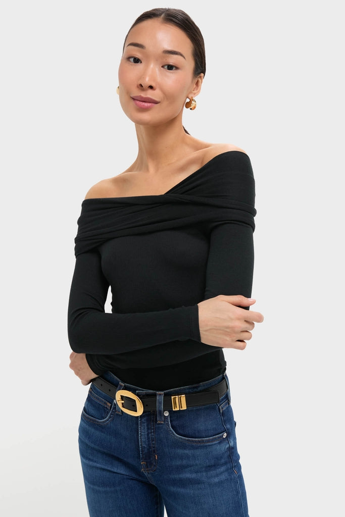 Noir Lyra Off Shoulder Top | Pistola Denim
