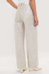 Champagne Luster Tate High Rise Bowed Wide Leg jeans in light-beige, with a classic, effortless silhouette, featuring a high waist and pearly sheen for a fun, high-end look.