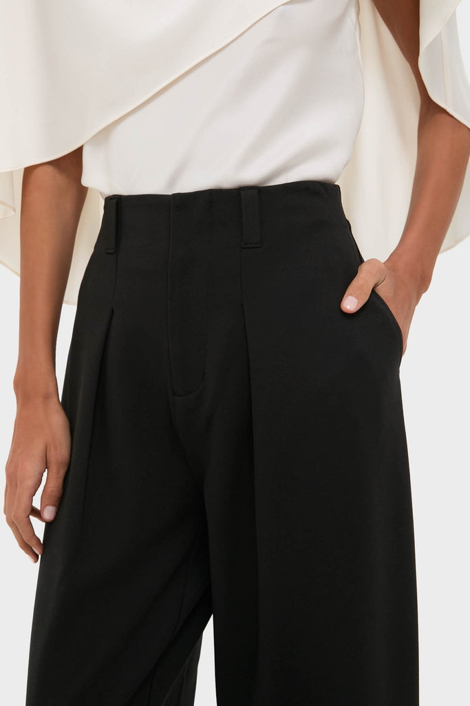 Night Out Eden Pleated Ponte Trouser: A classic, high-rise, wide-leg trouser with sharp pleats, offering an effortless and fun high-end look, ideal for versatile styling.