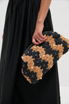 Natural and Black Briar Flower Clutch