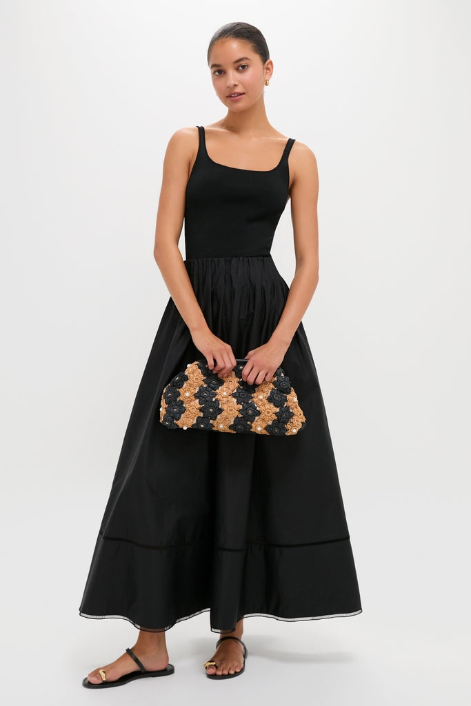 Natural and Black Briar Flower Clutch