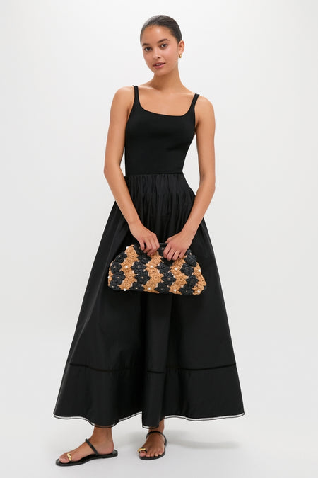 Natural and Black Briar Flower Clutch