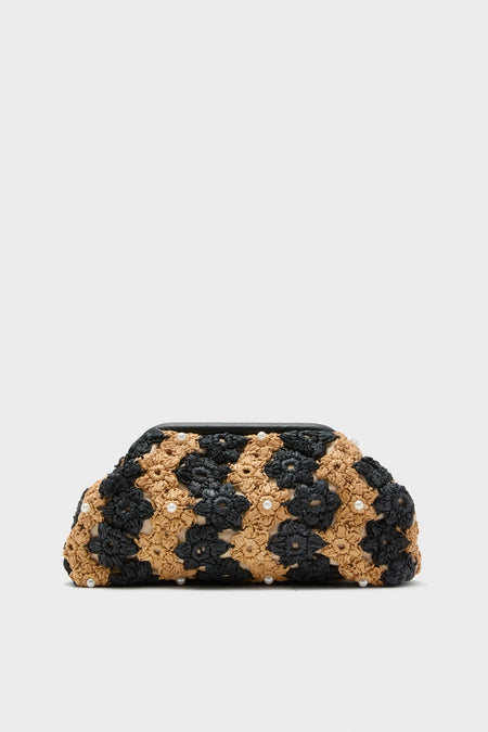 Natural and Black Briar Flower Clutch