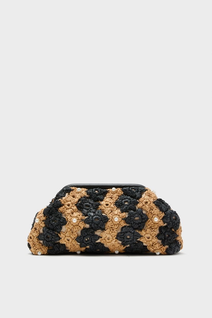 Natural and Black Briar Flower Clutch