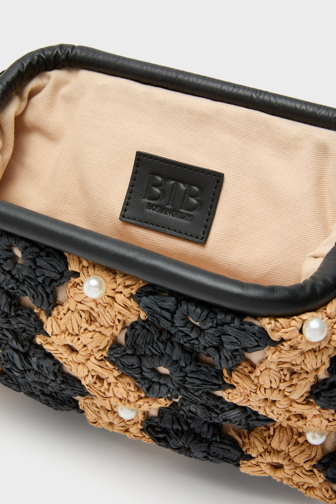 Natural and Black Briar Flower Clutch