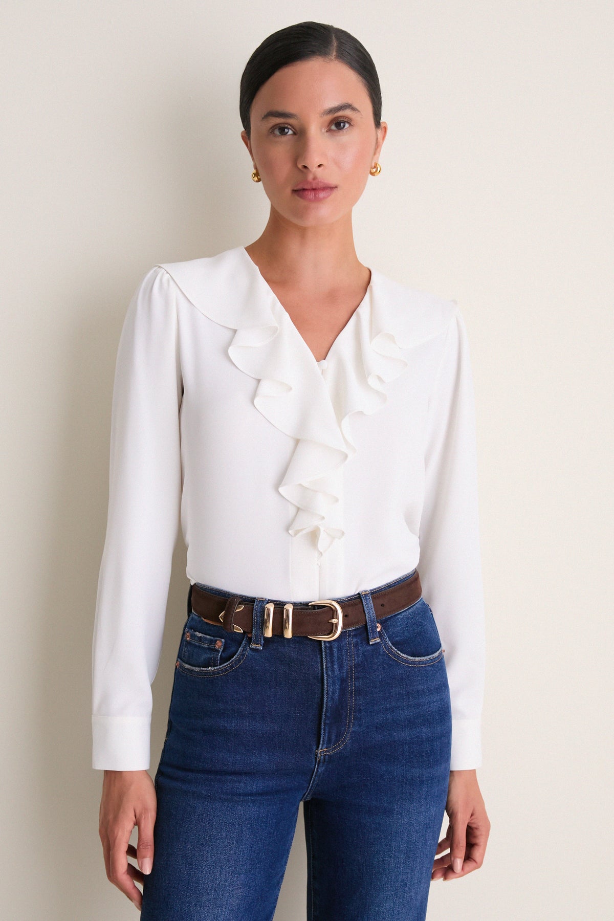 Coconut Ruffle Eileen Button Down Shirt