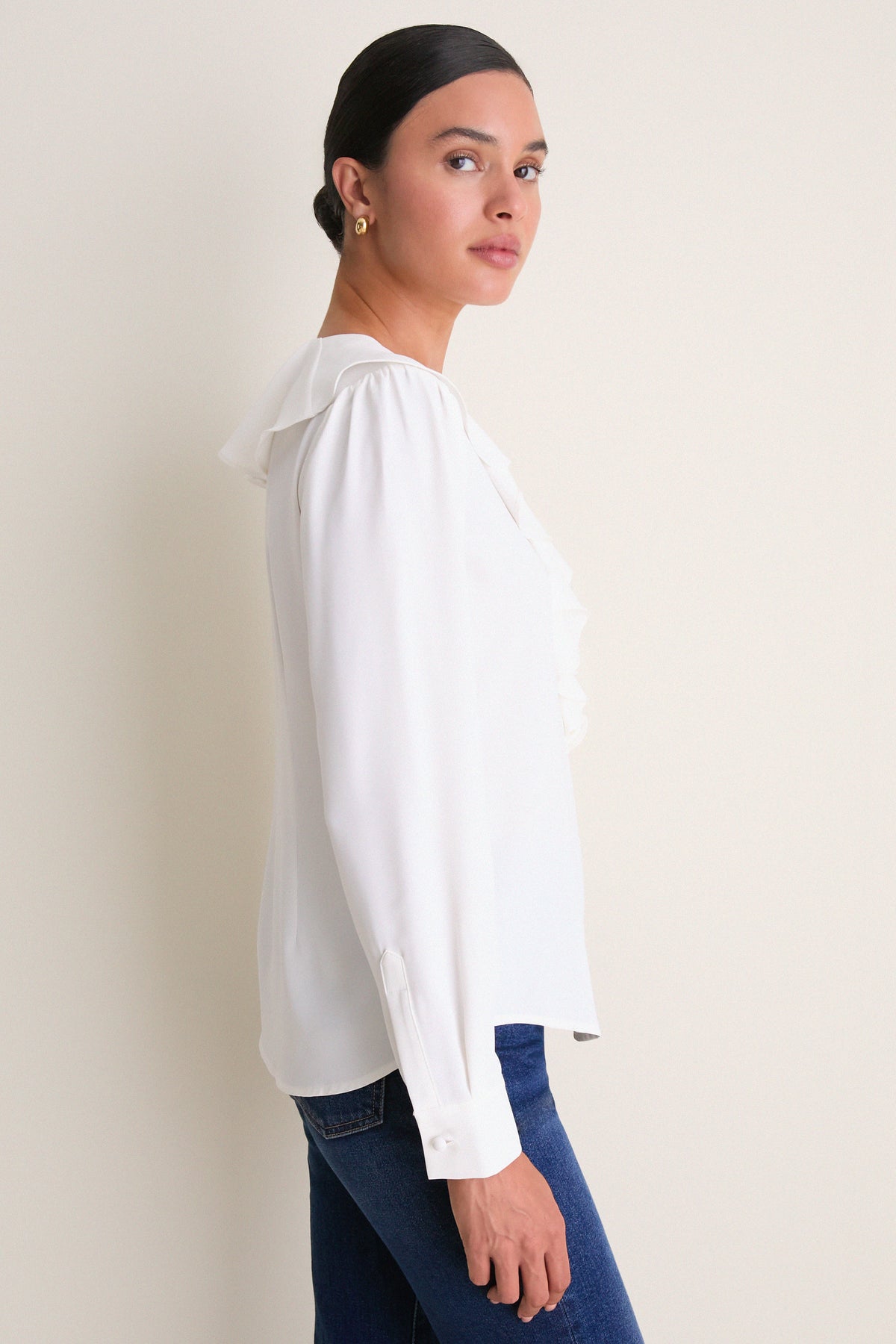 Coconut Ruffle Eileen Button Down Shirt