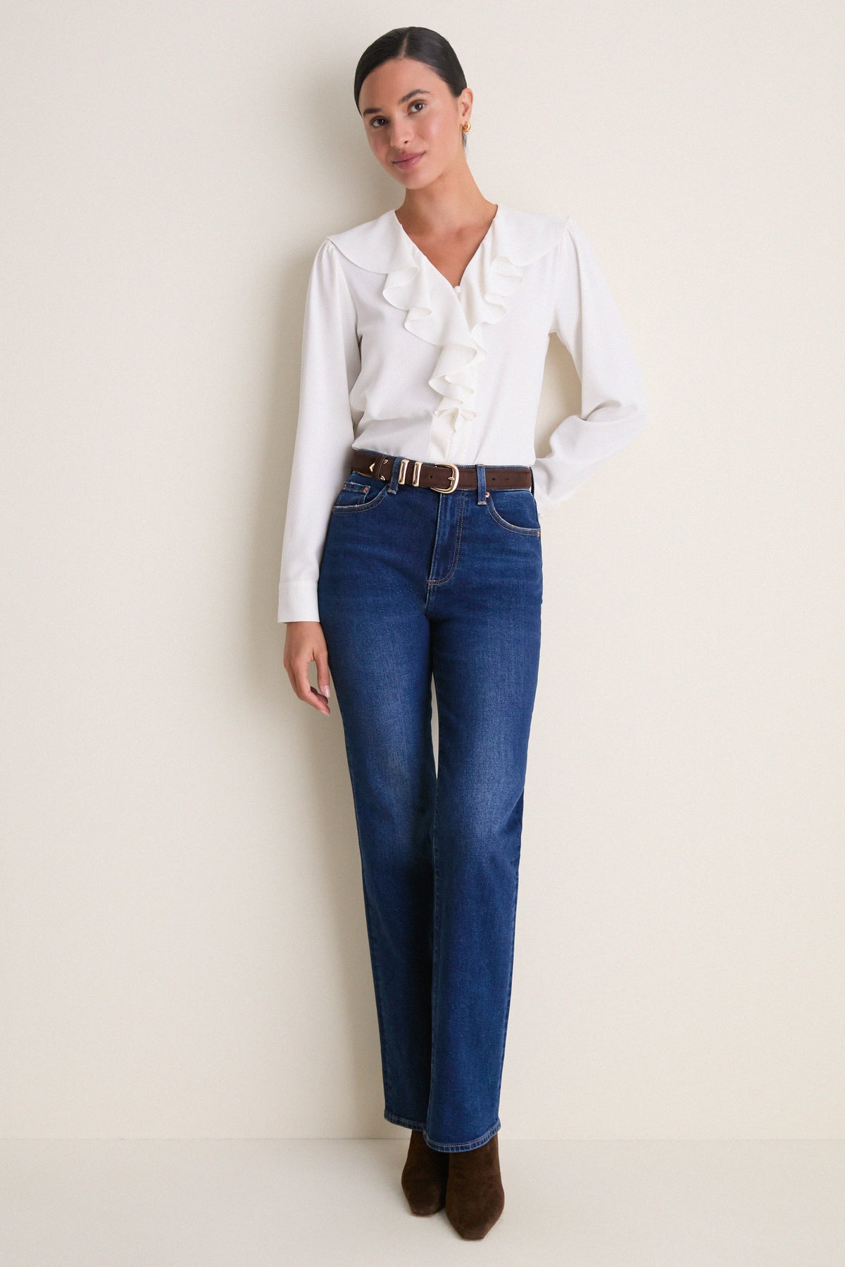 Coconut Ruffle Eileen Button Down Shirt