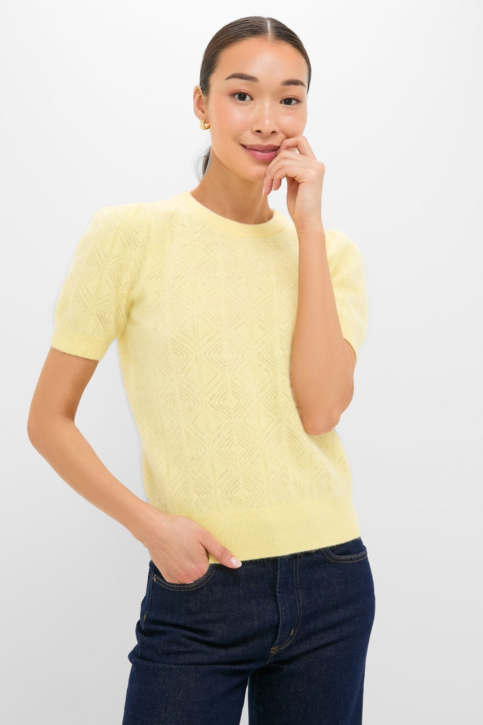 Lemongrass Brushed Merino Wool Puff Sleeve Lexie Sweater